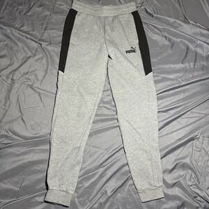 Puma Sweatpants Grey Classic Logo Tapered Joggers Size Small Athletic Casual
